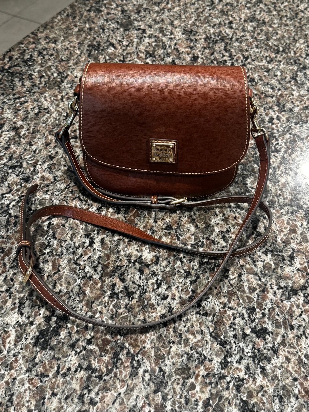 Dooney & Bourke Brown Leather Crossbody Saddle Bag